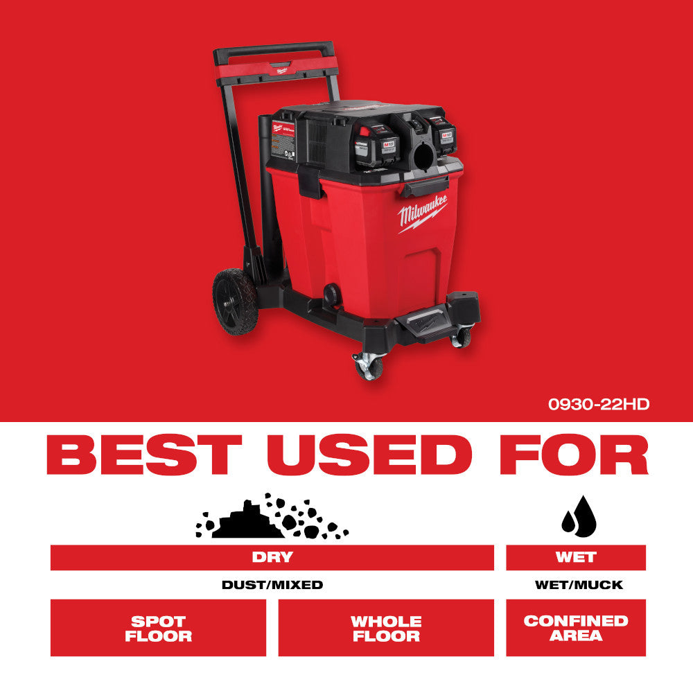 Milwaukee 0930-22HD M18 FUEL Cordless Dual-Battery 12 Gal Brushless Wet/Dry Vacuum Kit