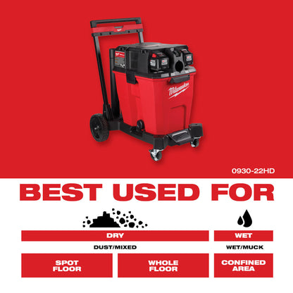 Milwaukee 0930-22HD M18 FUEL Cordless Dual-Battery 12 Gal Brushless Wet/Dry Vacuum Kit