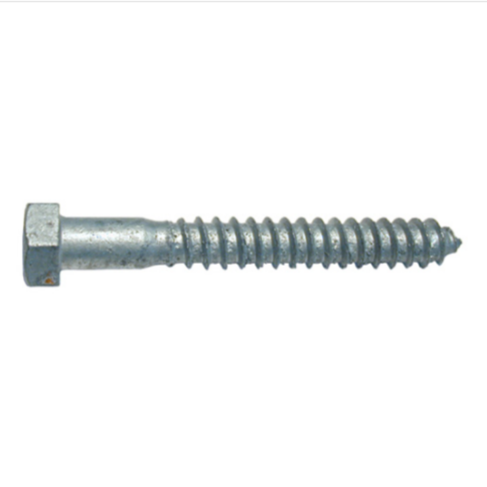 A heavy-duty 1/4 inch by 3 inch hot-dip galvanized hex head lag bolt for superior rust protection in outdoor wood projects.