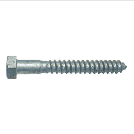 A heavy-duty 1/4 inch by 3 inch hot-dip galvanized hex head lag bolt for superior rust protection in outdoor wood projects.