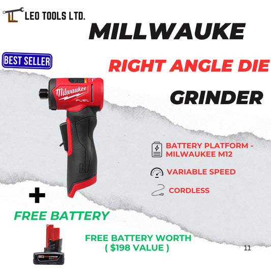 Milwaukee 3485-20 Tool 12-Volt M12 FUEL Lithium-Ion Brushless Cordless 1/4" Right Angle Die Grinder