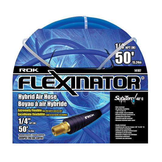 ROK 14187 1/4in x 50' FLEXINATOR Hybrid Air Hose - Blue