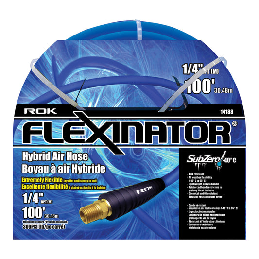 ROK 14188 1/4in x 100' FLEXINATOR Hybrid Air Hose - Blue