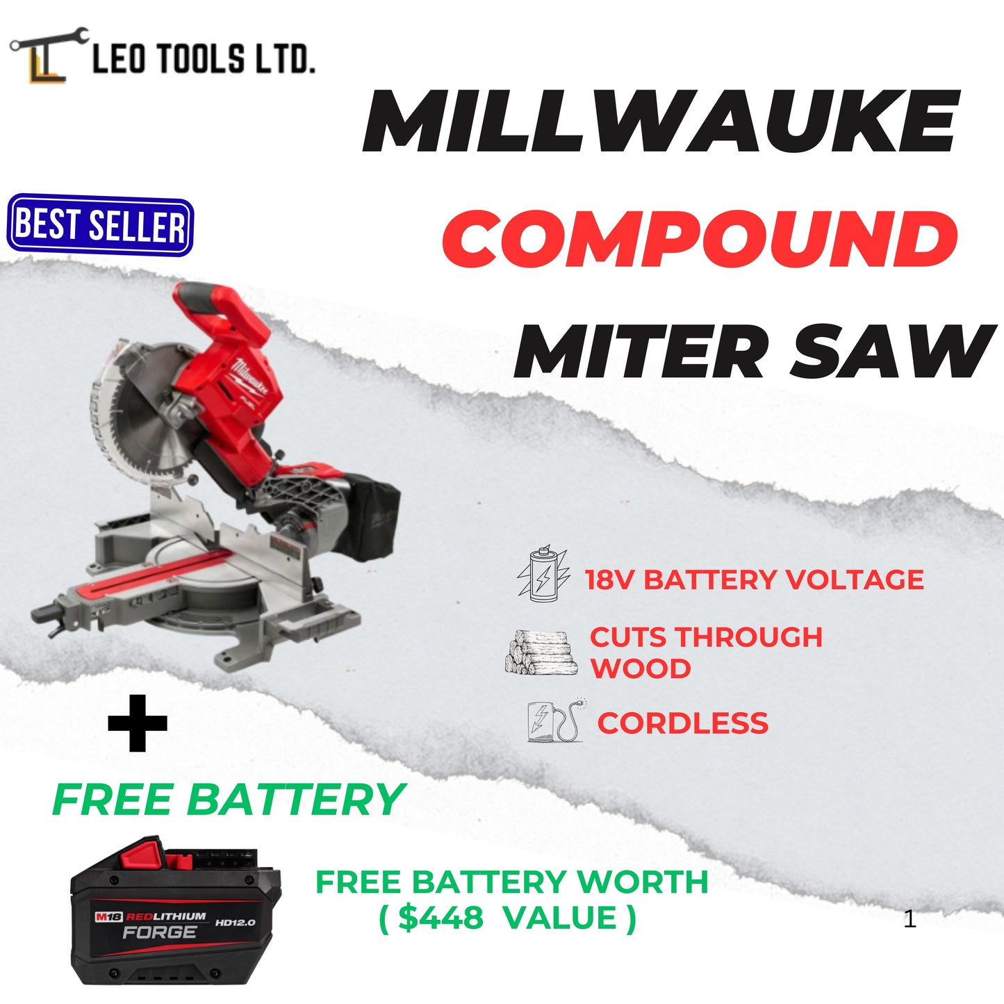 Milwaukee 2734-20 M18 FUEL 18V Lithium-Ion Cordless 10" Dual Bevel Sliding Compound Miter Saw (Tool Only)