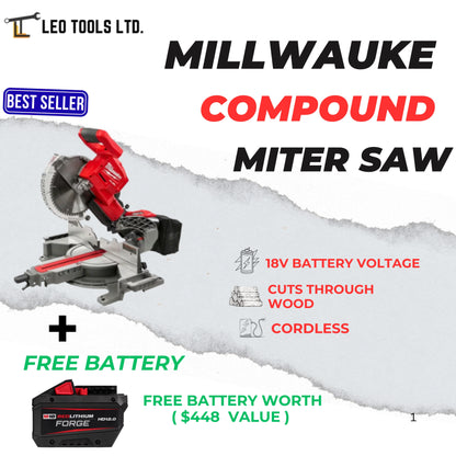 Milwaukee 2734-20 M18 FUEL 18V Lithium-Ion Cordless 10" Dual Bevel Sliding Compound Miter Saw (Tool Only)