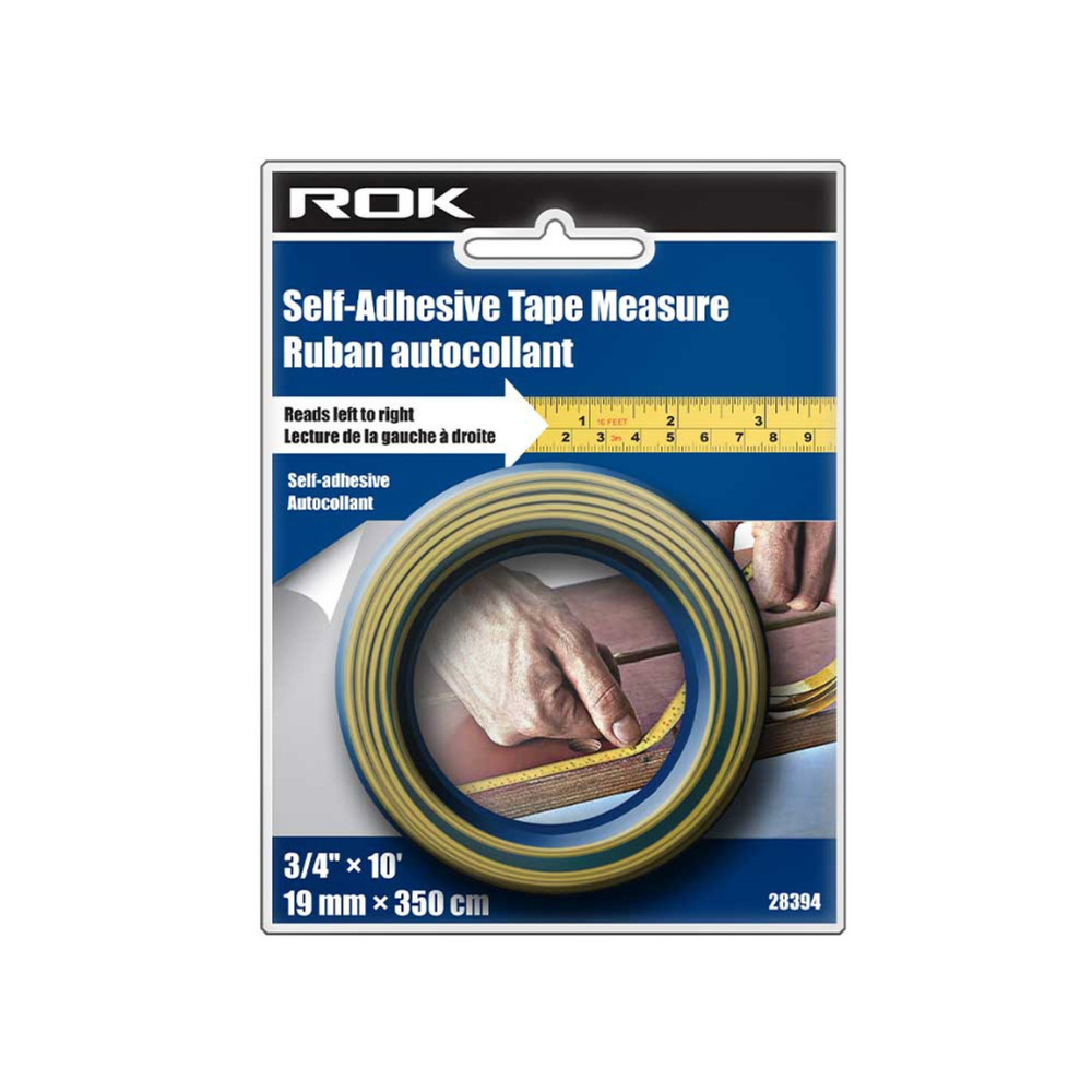 ROK 28394 3/4in x 3m / 10' Left to Right SAE/Metric Self-Adhesive Tape Measure