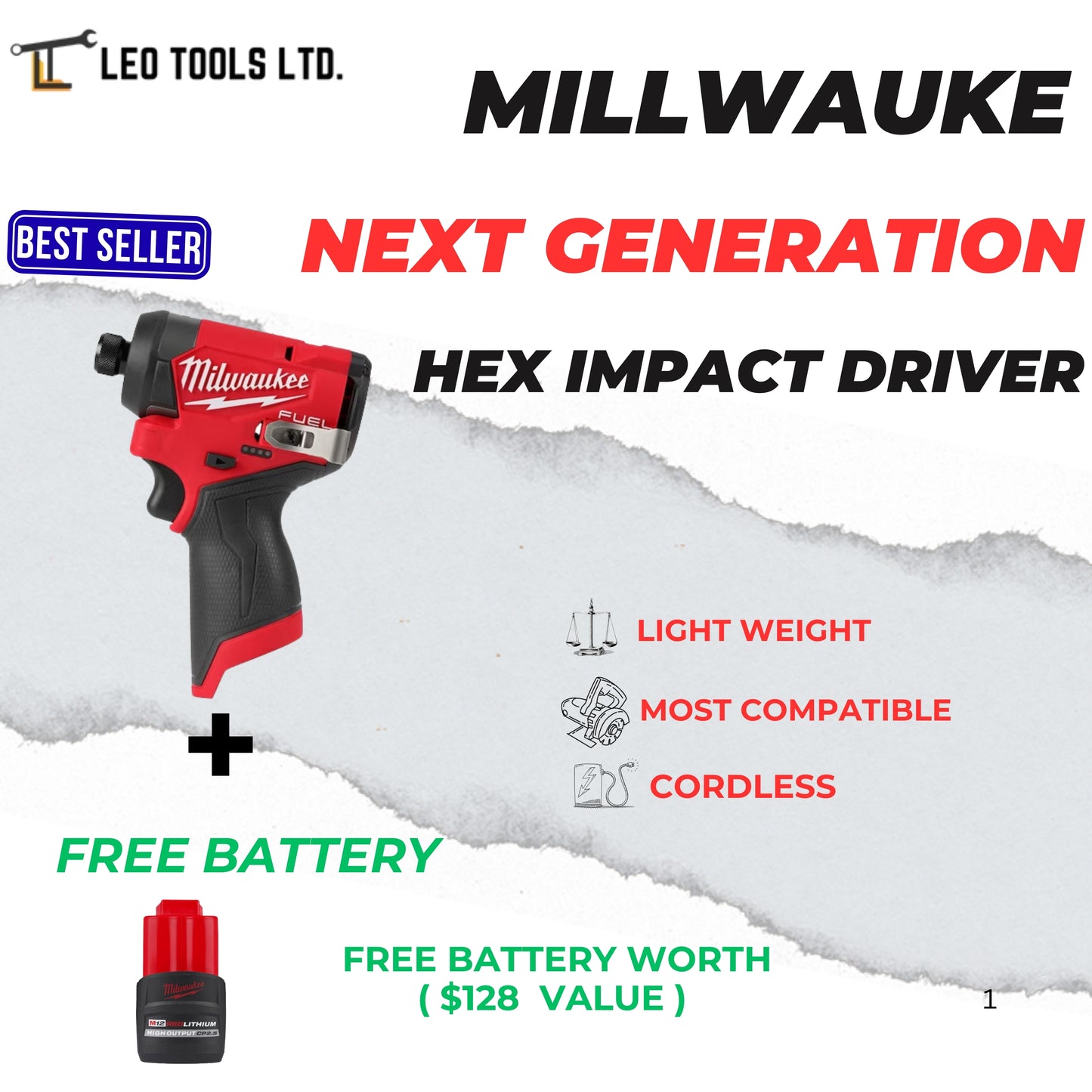 Milwaukee 3453-20 M12 FUEL 12V Lithium-Ion Brushless Cordless Next Generation 1/4" Hex Impact Driver (Tool-Only)