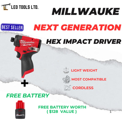 Milwaukee 3453-20 M12 FUEL 12V Lithium-Ion Brushless Cordless Next Generation 1/4" Hex Impact Driver (Tool-Only)