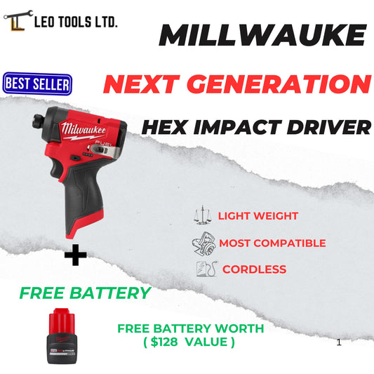 Milwaukee 3453-20 M12 FUEL 12V Lithium-Ion Brushless Cordless Next Generation 1/4" Hex Impact Driver (Tool-Only)