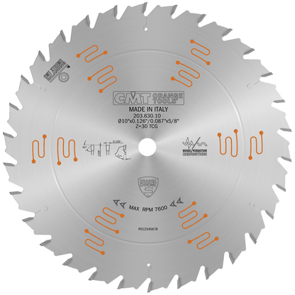 CMT 203.630.10 Industrial “Orange Chrome” Glue Line Rip Blade