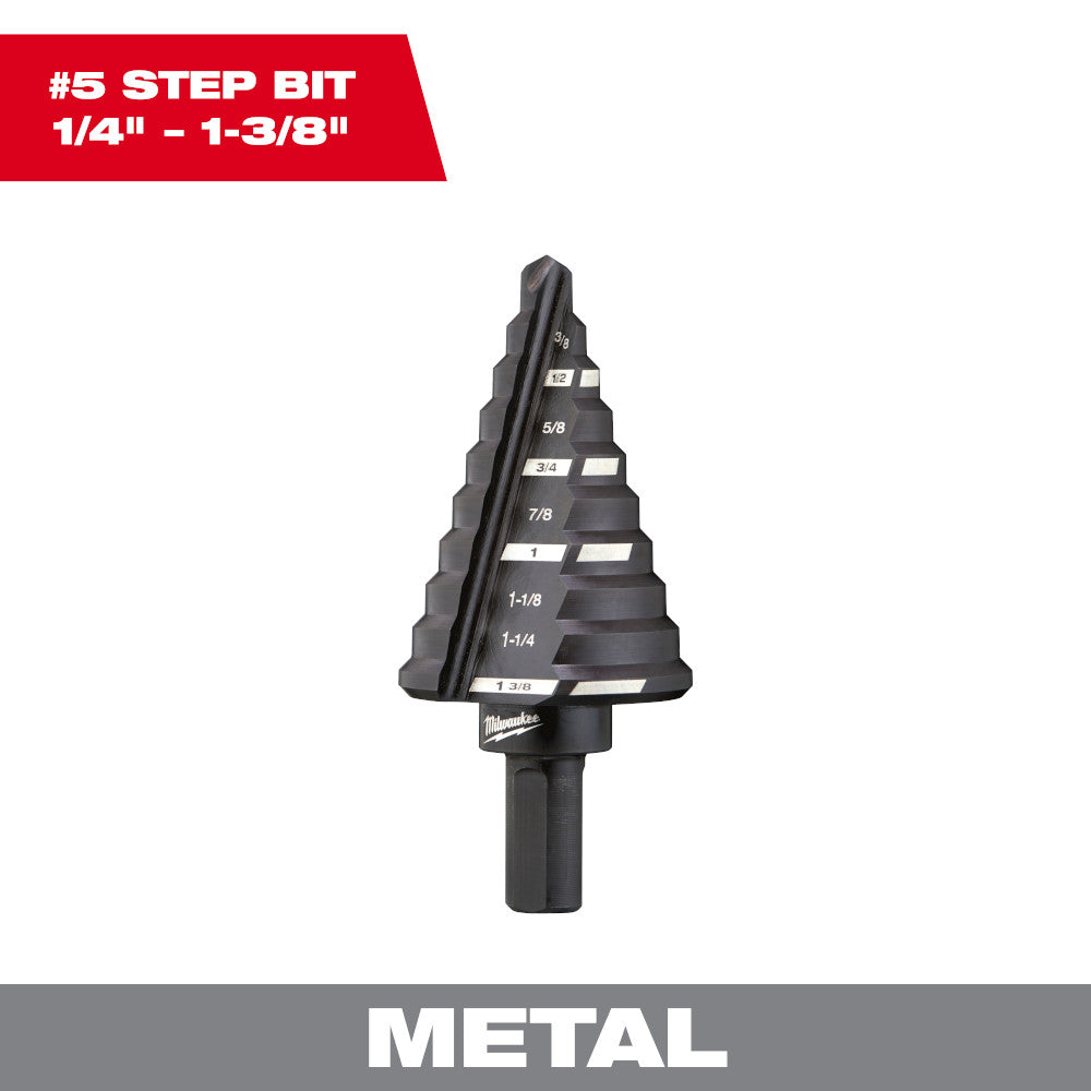 Milwaukee 48-89-9205 #5 Step Drill Bit (1/4in - 1-3/8in) - 10 Steps