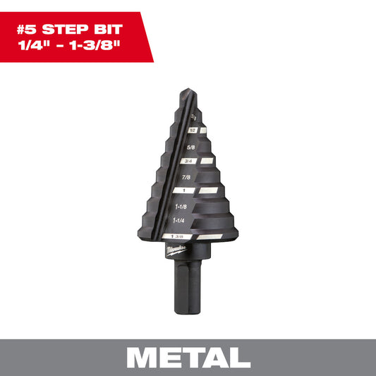 Milwaukee 48-89-9205 #5 Step Drill Bit (1/4in - 1-3/8in) - 10 Steps