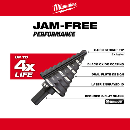 Milwaukee 48-89-9205 #5 Step Drill Bit (1/4in - 1-3/8in) - 10 Steps