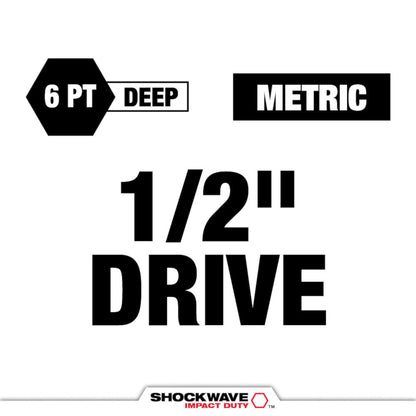 Milwaukee 49-66-6285 SHOCKWAVE Impact Duty 24mm 1/2in Drive Metric 6pt Deep Socket