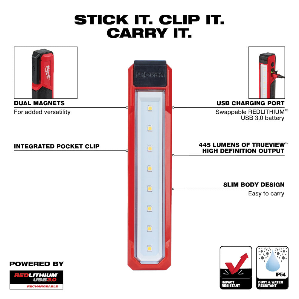 Milwaukee 2112-21 USB Rechargeable ROVER 455 Lumen Pocket Flood Light