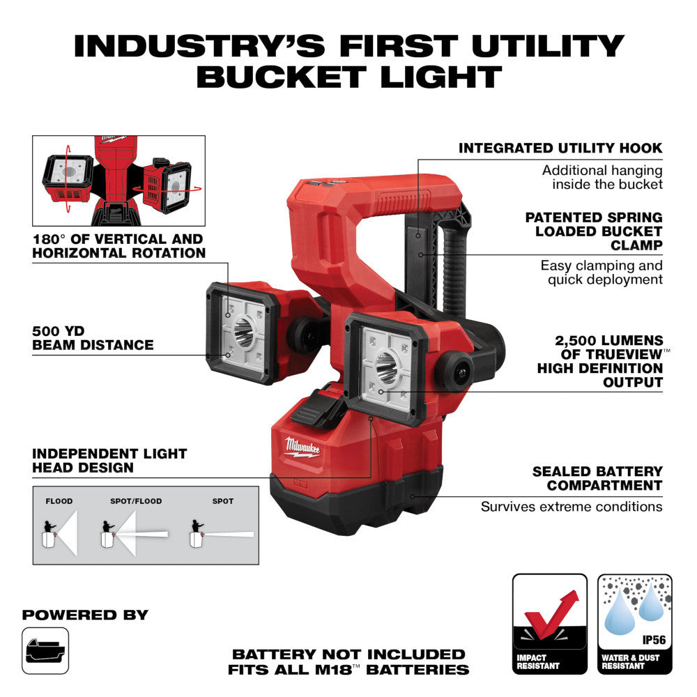 Milwaukee 2122-20 M18 2500 Lumen Utility Bucket Light (Tool Only)