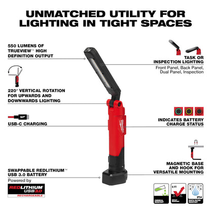 Milwaukee 2128-21 USB 550 Lumen Stick Light with Magnet