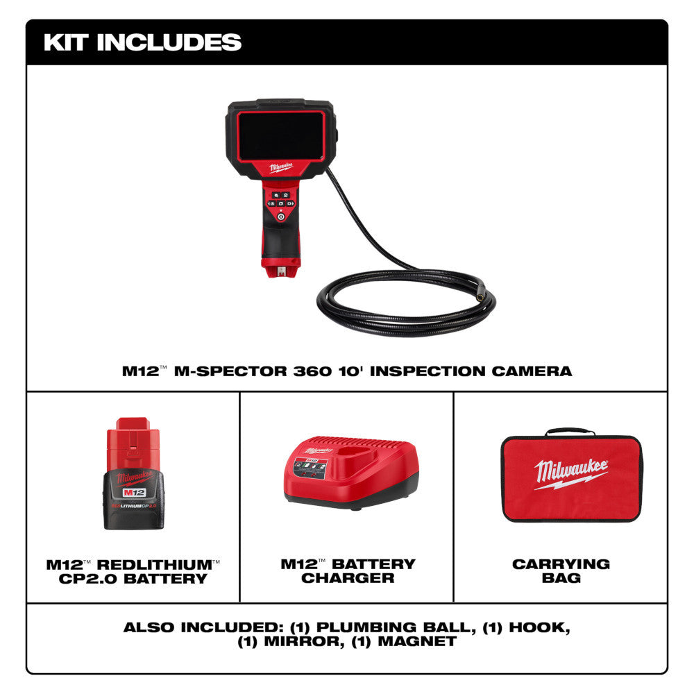 Milwaukee 2324-21 M12 M-Spector 360 10' Inspection Camera Kit