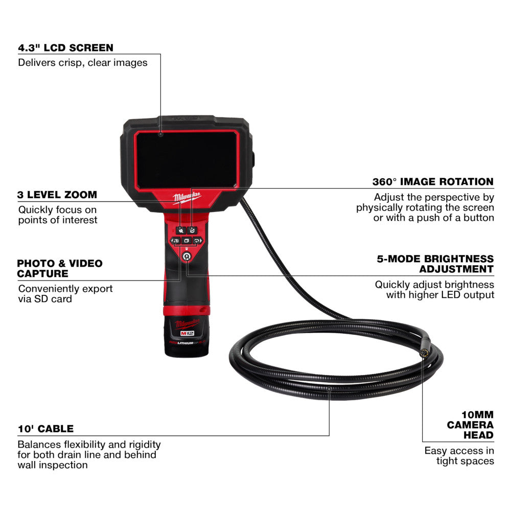 Milwaukee 2324-21 M12 M-Spector 360 10' Inspection Camera Kit