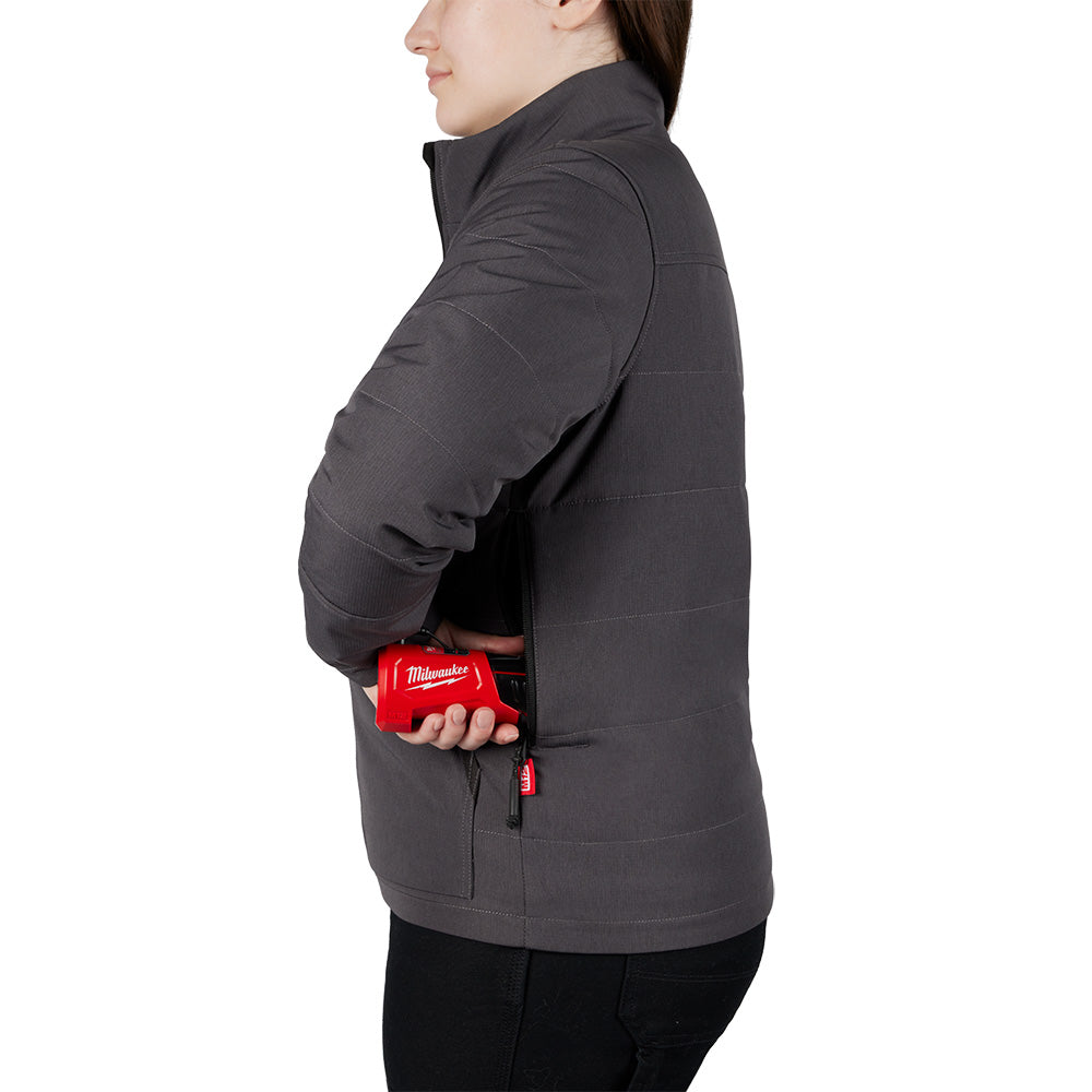 Milwaukee 234G-21L M12 Women's Heated AXIS Hooded Gray Jacket Kit - Large