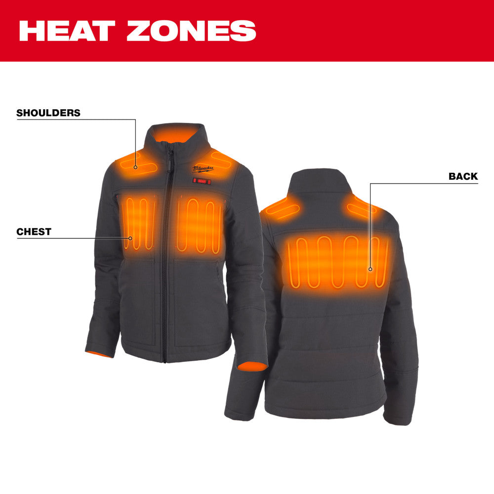 Milwaukee 234G-21L M12 Women's Heated AXIS Hooded Gray Jacket Kit - Large