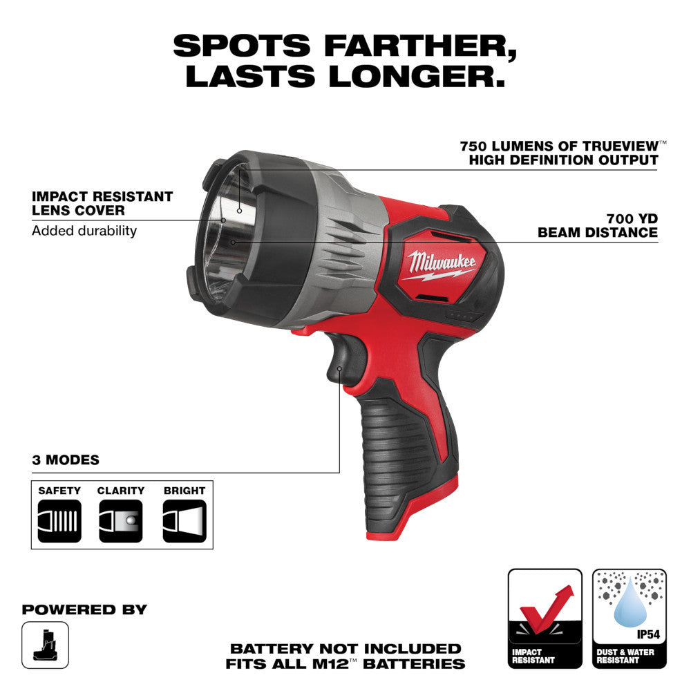 Milwaukee 2353-20 M12 750 Lumen Spot Light (Tool Only)