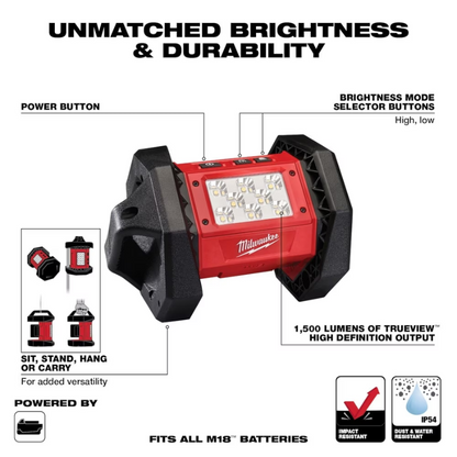Milwaukee 2361-20 18V M18 ROVER Lithium-Ion Brushless Cordless 1500 Lumens LED Flood Light with (Tool-Only)