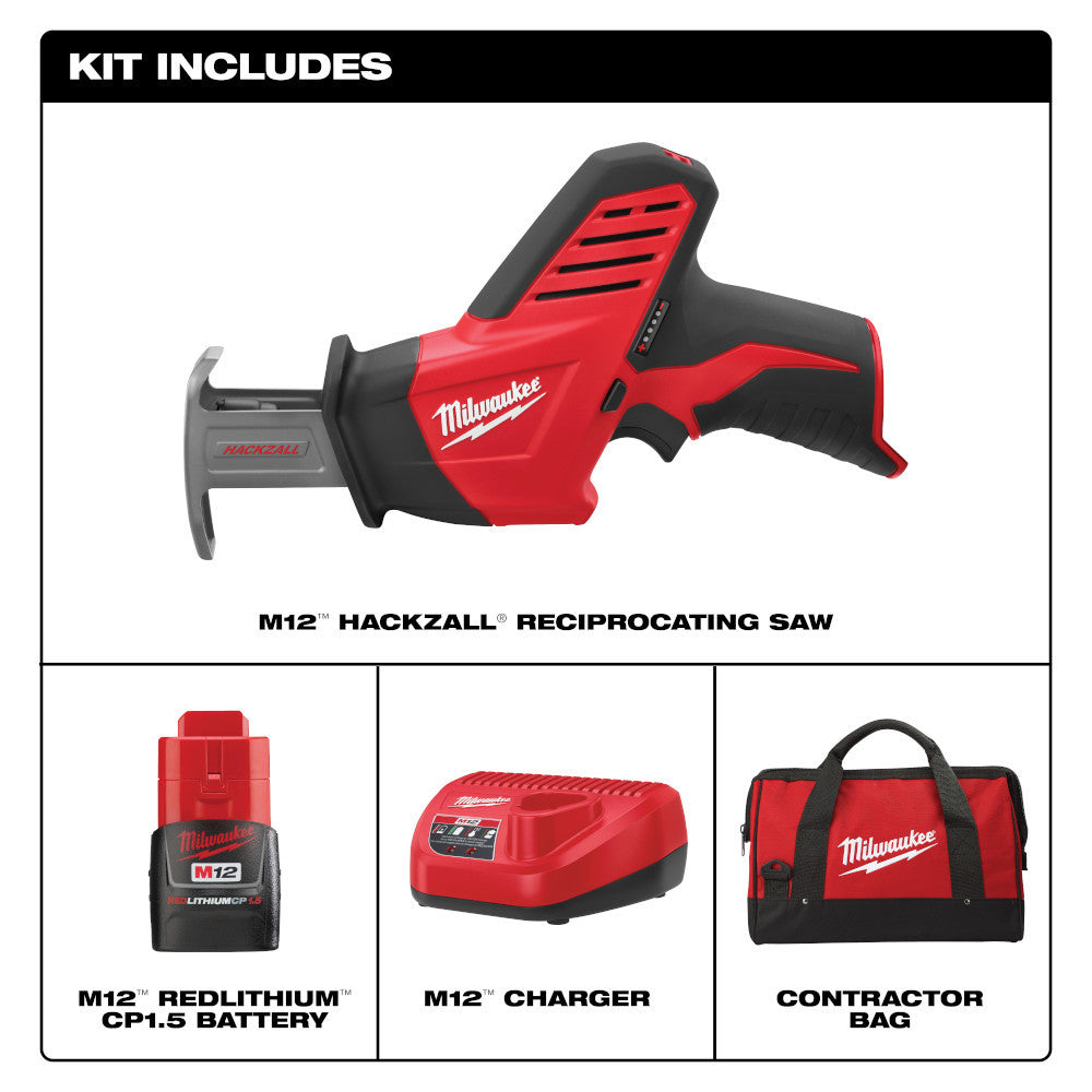Milwaukee 2420-21 M12 HACKZALL Cordless Reciprocating Saw Kit