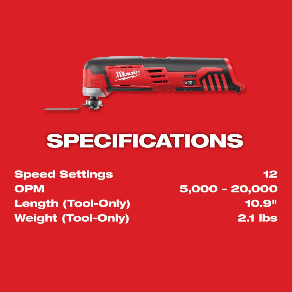 Milwaukee 2426-20 M12 12 Volt Lithium-Ion Cordless Cordless Multi-Tool - Tool Only