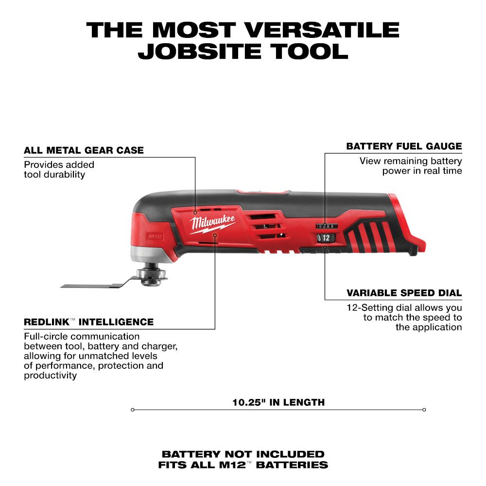Milwaukee 2426-20 M12 12 Volt Lithium-Ion Cordless Cordless Multi-Tool - Tool Only