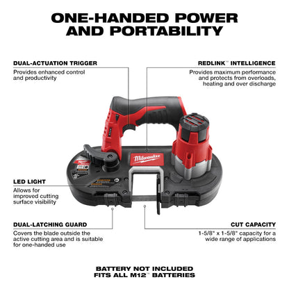 Milwaukee 2429-20 M12 Cordless Sub-Compact Band Saw (Tool Only)