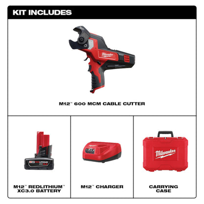 Milwaukee 2472-21XC M12 Cordless 600 MCM Cable Cutter Kit