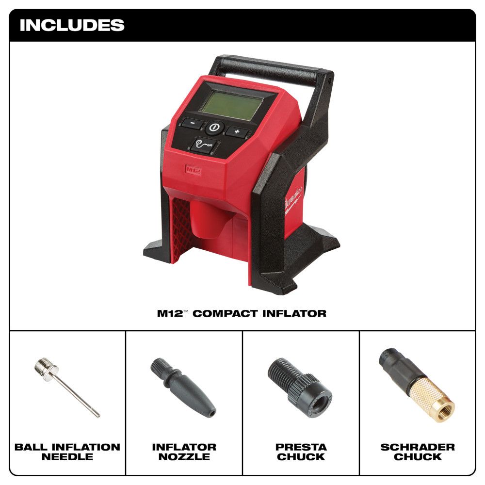 Milwaukee 2475-20 Tool M12 12-Volt Lithium-Ion Cordless Compact Inflator (Tool-Only)