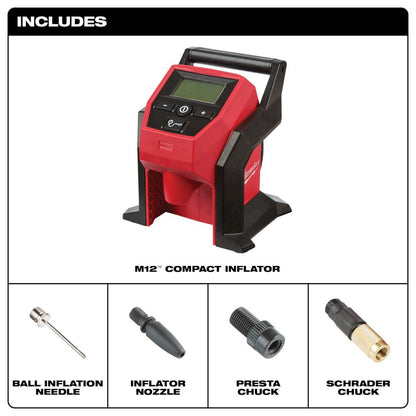 Milwaukee 2475-20 Tool M12 12-Volt Lithium-Ion Cordless Compact Inflator (Tool-Only)