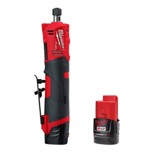 Milwaukee 2486-22 M12 FUEL 12-Volt Lithium-Ion Brushless Cordless 1/4-inch Straight Die Grinder Kit with Two 2.0 Ah Batteries