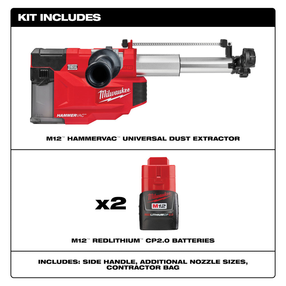Milwaukee 2509-22 M12 HAMMERVAC Universal Dust Extractor Kit