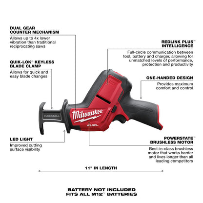 Milwaukee 2520-21XC M12 FUEL Cordless Brushless HACKZALL Reciprocating Saw Kit