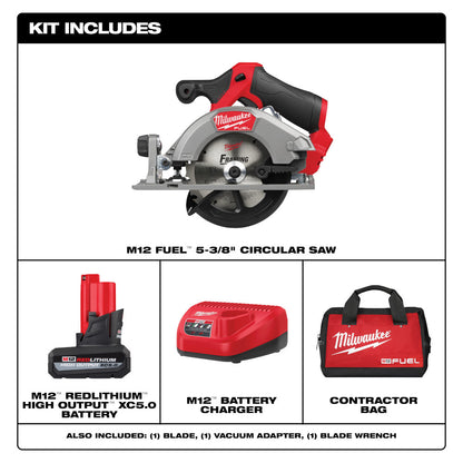 Milwaukee 2521-21HO Tool M12 FUEL 12V Lithium-Ion Brushless Cordless 5-3/8 Circular Saw Kit