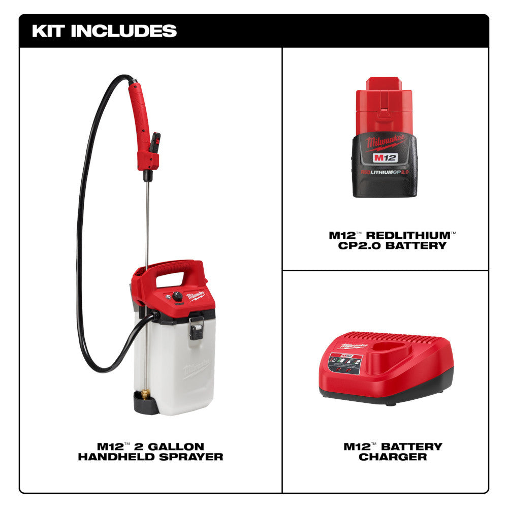 Milwaukee 2528-21G2 M12 Cordless 2 Gallon Handheld Sprayer Kit