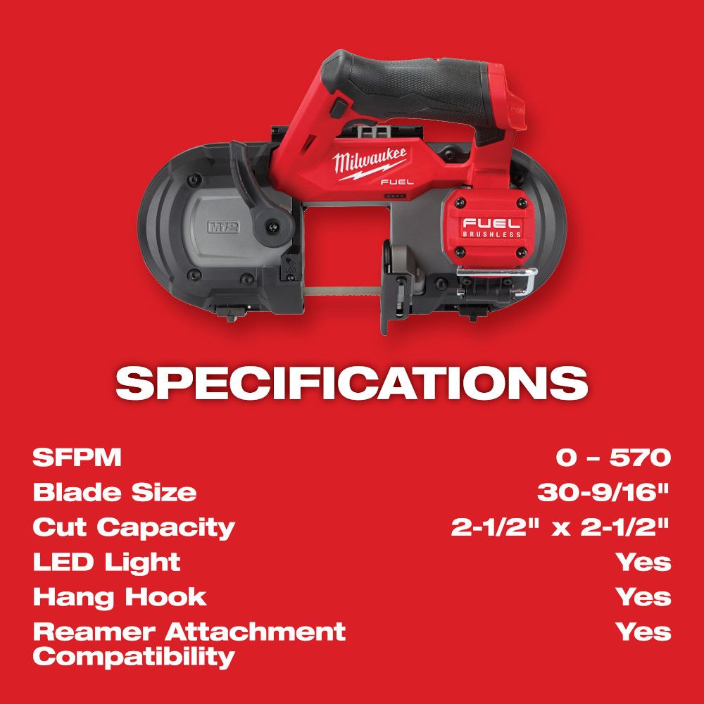 Milwaukee 2529-20 M12 FUEL 12 Volt Lithium-Ion Brushless Cordless Compact Band Saw - Tool Only