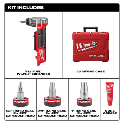 Milwaukee 2532-20 M12 FUEL Cordless Pro PEX Expander with 1/2in - 1in RAPID SEAL Pro PEX Expander Heads (Tool Only)