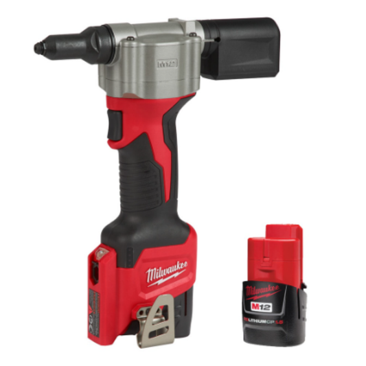 Milwaukee 2550-22 M12 12-Volt Lithium-Ion Cordless Rivet Tool Kit with (2) 1.5Ah Batteries and Charger