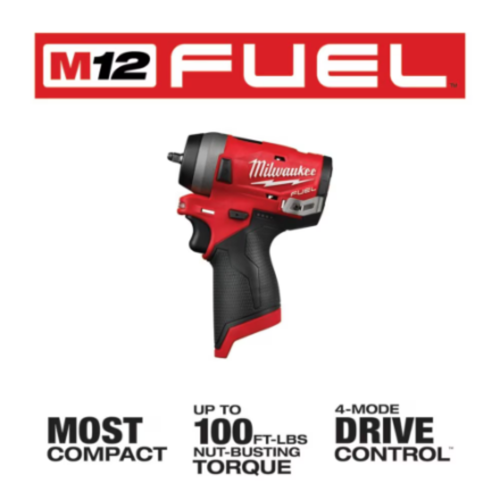 Milwaukee 2552-20 M12 FUEL 12-Volt Lithium-Ion Brushless Cordless Stubby 1/4-inch Impact Wrench (Tool Only)