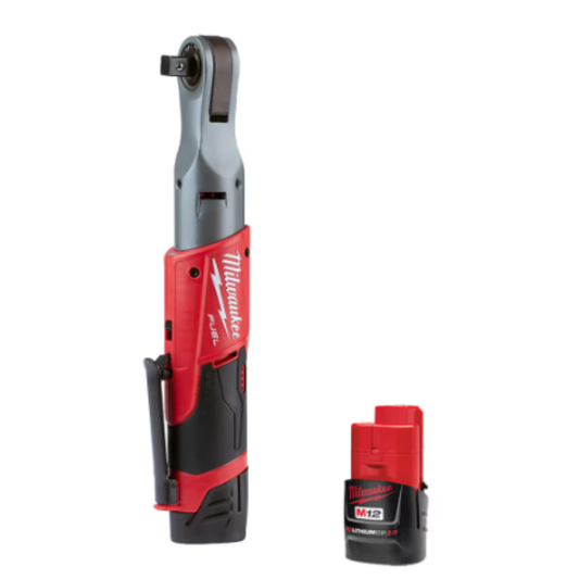 Milwaukee 2558-22 M12 FUEL 12-Volt Lithium-Ion Brushless Cordless 1/2 inch Ratchet Kit With (2) 2.0Ah Batteries & Charger