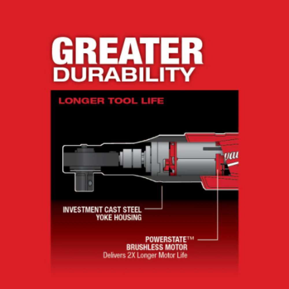 Milwaukee 2558-22 M12 FUEL 12-Volt Lithium-Ion Brushless Cordless 1/2 inch Ratchet Kit With (2) 2.0Ah Batteries & Charger