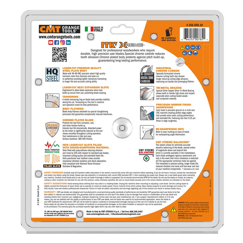 CMT 256.050.10 256-Series ITK Combination Circular Saw Blade 10"