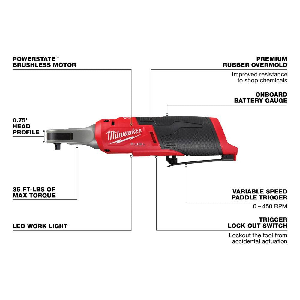 Milwaukee 2566-20 M12 FUEL Cordless 1/4in High Speed Ratchet (Tool Only)