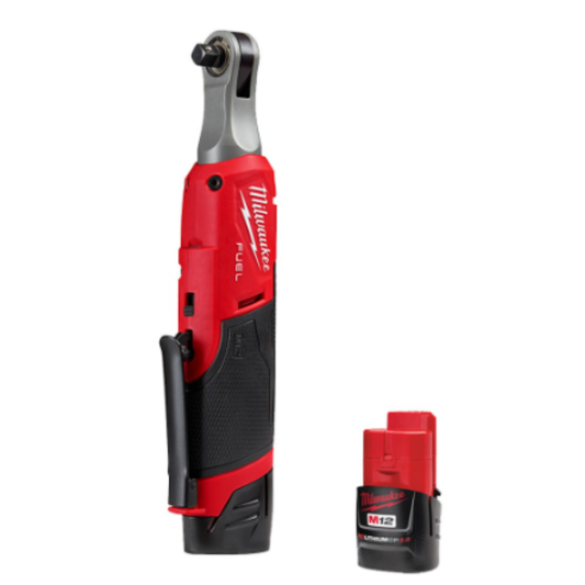 Milwaukee 2566-22 M12 FUEL 12-Volt Lithium-Ion Brushless Cordless High Speed 1/4 -inch Ratchet Kit with (2) Batteries