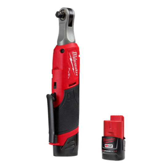 Milwaukee 2567-22 M12 FUEL 12V Lithium-Ion Brushless Cordless High Speed 3/8 -inch Ratchet Kit w/(2) Batteries