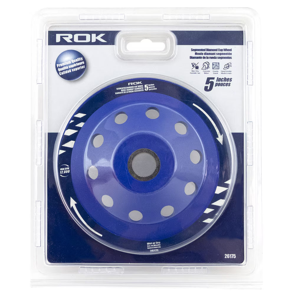 5" Segmented Diamond Cup Wheel for Concrete, Masonry & Stone Grinding